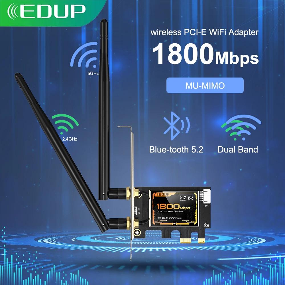 EDUP Pcie  1800Mbps PCI Express Bluetooth5.2    2.4G/5GHz 802.11AX MTK Ĩ PCIe  Ʈũ ī